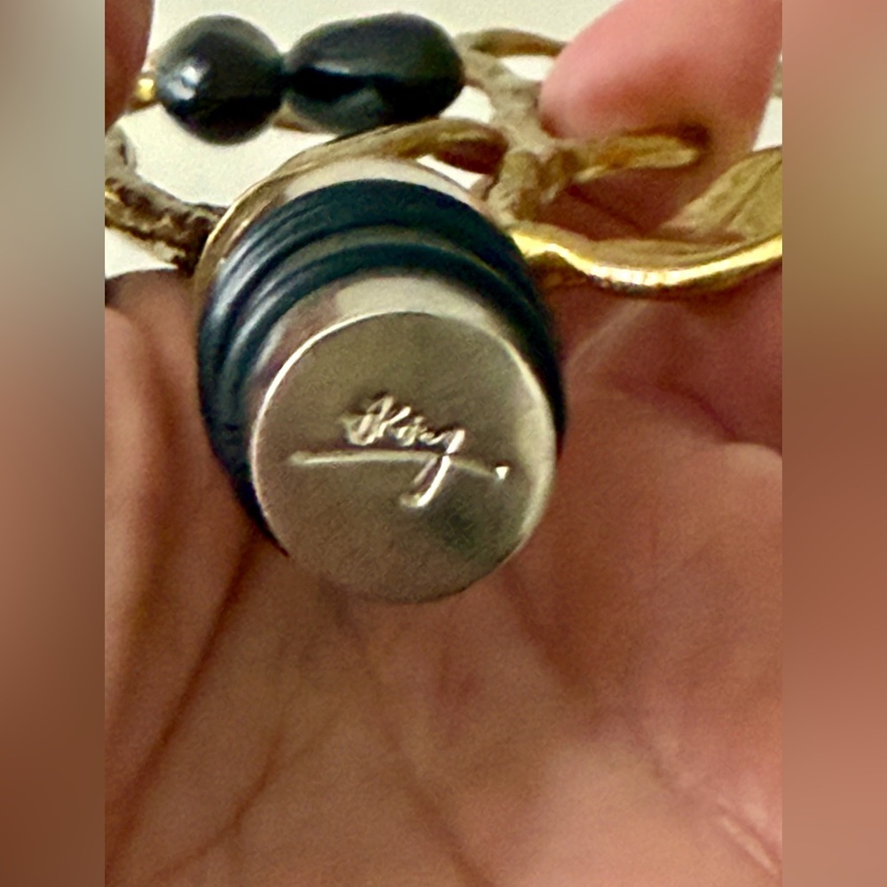 Michael Aram Gold Olive Branch Gold Bottle Stopper with Black Olive Accents - Picture 3 of 7